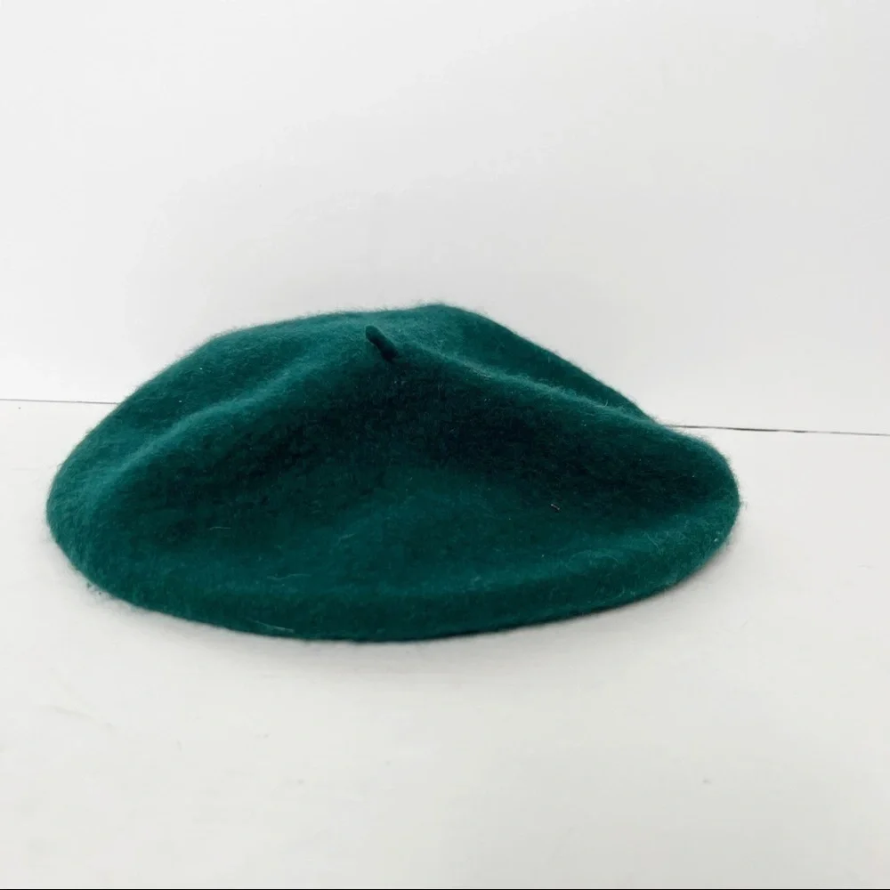 Vintage Kathy Jeanne Green Wool Beret French Hat